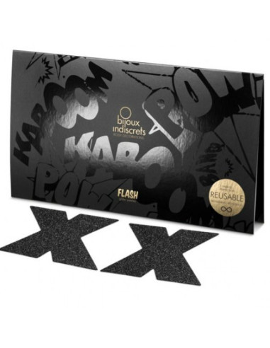 BIJOUX - INDISCRETS FLASH CROSS BLACK NIPPLE CAPS