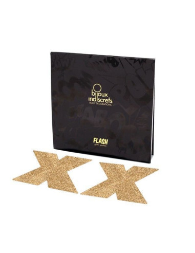 BIJOUX - INDISCRETS FLASH CROSS GOLD NIPPLE COVERS