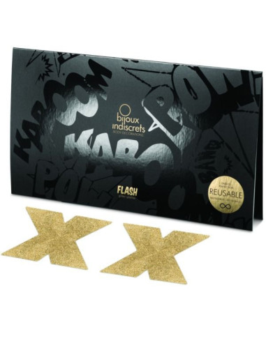 BIJOUX - INDISCRETS FLASH CROSS GOLD NIPPLE COVERS