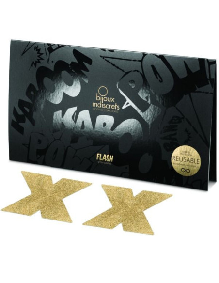 BIJOUX - INDISCRETS FLASH CROSS GOLD NIPPLE COVERS