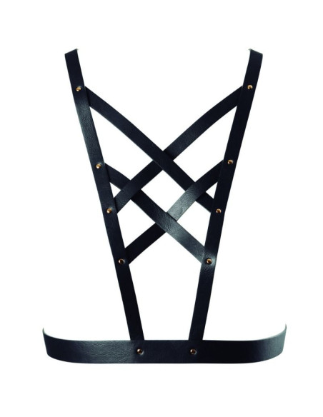 BIJOUX - INDISCRETS MAZE CROSSED HARNESS WITH NECKLINE BLACK