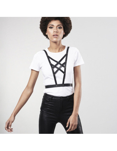 BIJOUX - INDISCRETS MAZE CROSSED HARNESS WITH NECKLINE BLACK