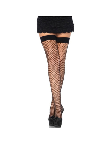 LEG AVENUE - FISHNET THIGH HIGHS BLACK ONE SIZE