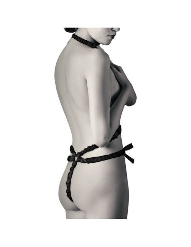 COQUETTE CHIC DESIRE - ELASTIC HARNESS SET AND NIPPLE COVERS BLACK