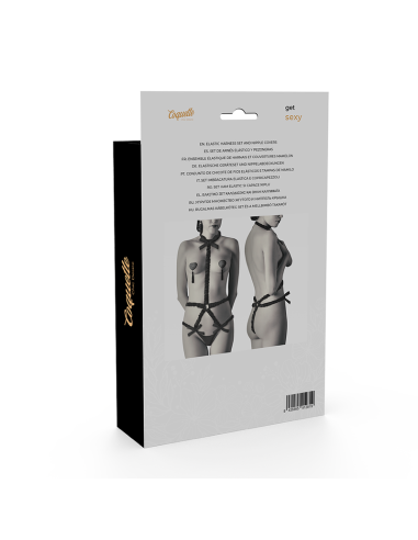 COQUETTE CHIC DESIRE - ELASTINGŲ DIRŽŲ RINKINYS IR JUODOS SPALVOS SPENELIŲ UŽVALKALAI