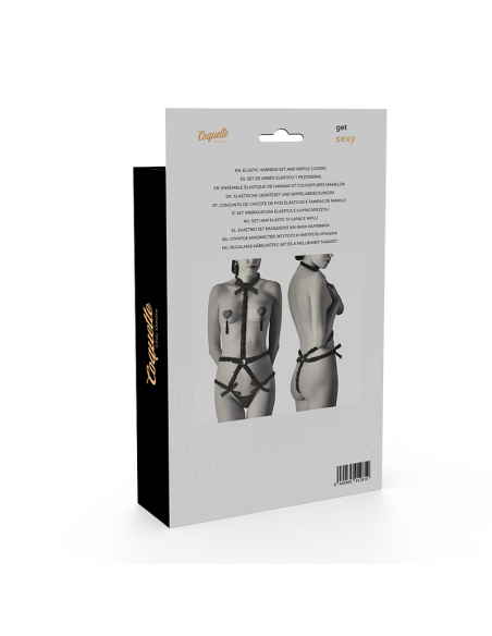 COQUETTE CHIC DESIRE - ELASTINGŲ DIRŽŲ RINKINYS IR JUODOS SPALVOS SPENELIŲ UŽVALKALAI