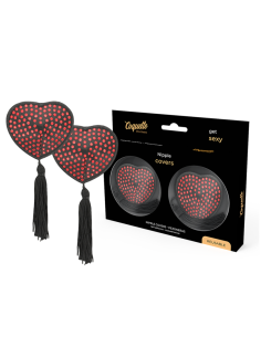 COQUETTE CHIC DESIRE - NIPPLE COVERS HEART BLACK - RED