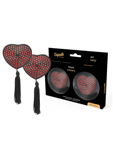 COQUETTE CHIC DESIRE - NIPPLE COVERS HEART BLACK - RED