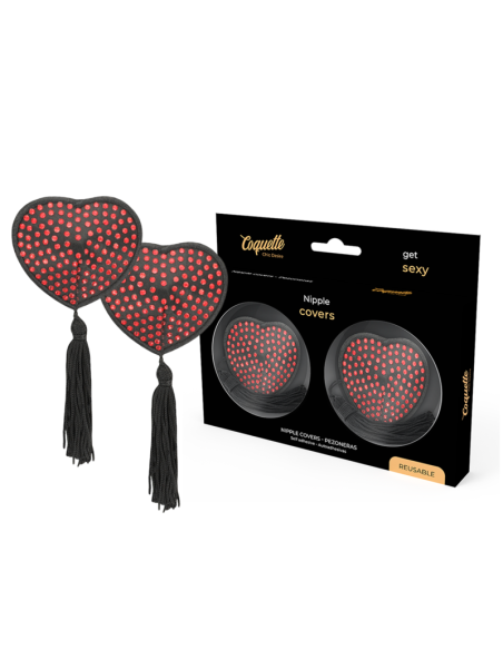 COQUETTE CHIC DESIRE - NIPPLE COVERS HEART BLACK - RED
