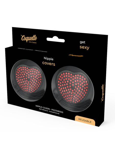 COQUETTE CHIC DESIRE – ŠIRDELĖS FORMOS SPENELIŲ DANGTELIAI, JUODOS – RAUDONOS FORMOS