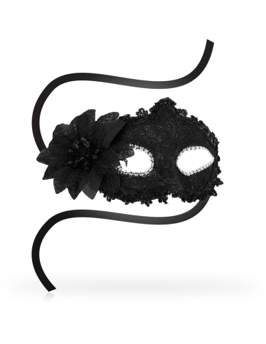 OHMAMA - ANTIZAZ MASKS VENETIAN STYLE SIDE FLOWER - BLACK