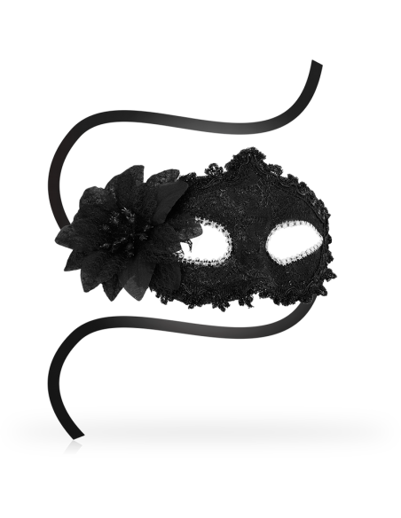 OHMAMA - ANTIZAZ MASKS VENETIAN STYLE SIDE FLOWER - BLACK
