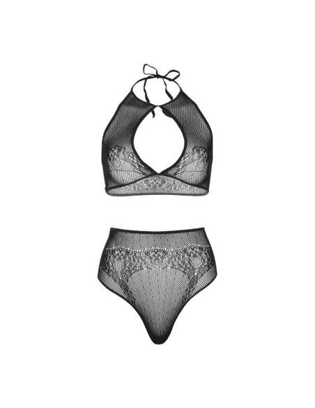 LEG AVENUE - TWO PIECES SET HALTER CROP TOP and THONG PANTY PANTY ONE SIZE