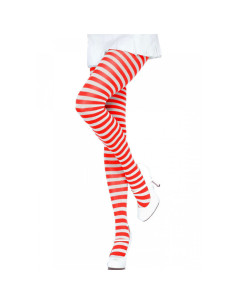 LEG AVENUE - WHITE-RED STRIPED TIGHTS