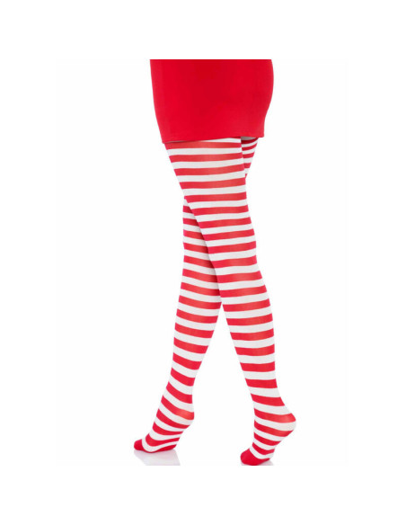 LEG AVENUE - WHITE-RED STRIPED TIGHTS