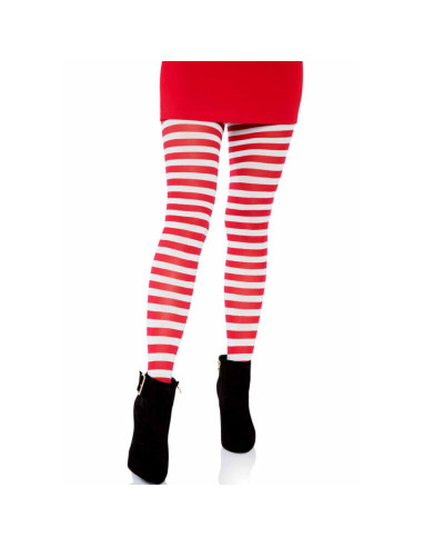 LEG AVENUE - WHITE-RED STRIPED TIGHTS