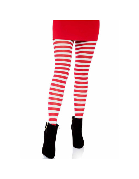 LEG AVENUE - WHITE-RED STRIPED TIGHTS