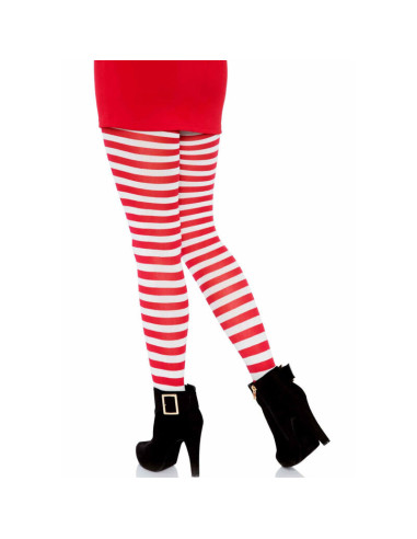 LEG AVENUE - WHITE-RED STRIPED TIGHTS