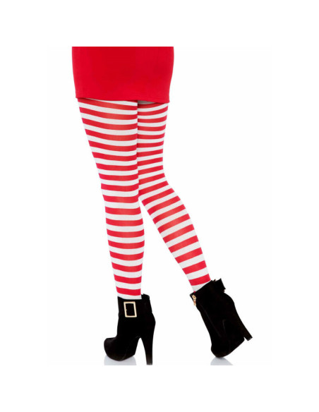 LEG AVENUE - WHITE-RED STRIPED TIGHTS