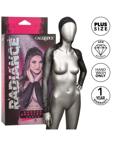 CALEXOTICS - RADIANCE HOODED SHOULDER SHRUG RHINE PLUS SIZE