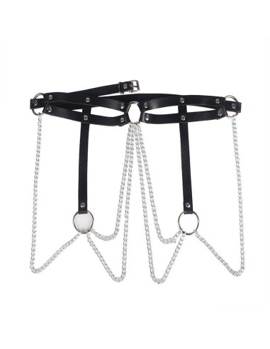 SUBBLIME - LEATHER RING CHAINBELT BLACK ONE SIZE