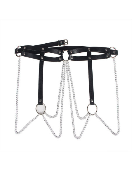 SUBBLIME - LEATHER RING CHAINBELT BLACK ONE SIZE
