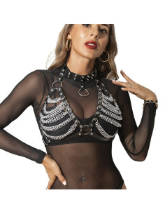 SUBBLIME - HARNESS BRA AND NECKLACE WITH CHAINS ONE SIZE 2