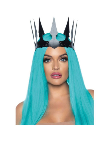 LEG AVENUE - SYNTHETIC LEATHER MALEFICENT CROWN WITH STUDS BLACK