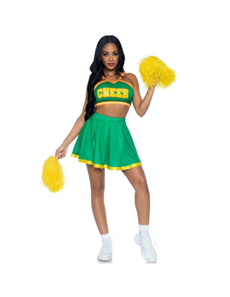 LEG AVENUE - COSTUME CHEERLEADER GREEN S-M