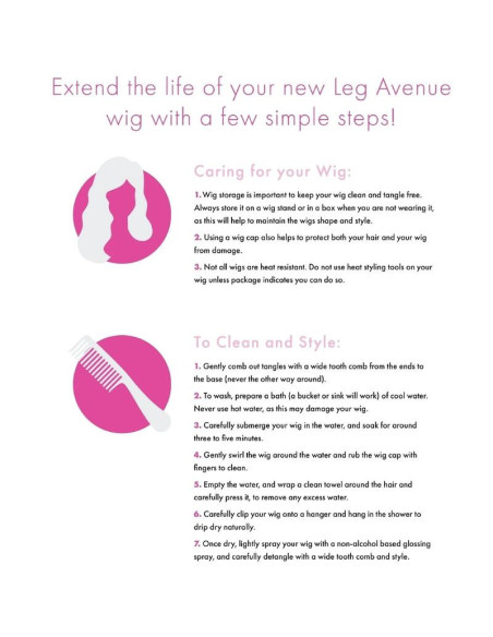 LEG AVENUE - LONG STRAIGHT BANG WIG PINK