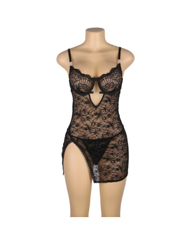 SUBBLIME - 954185 LACE BABYDOLL WITH ADJUSTABLE STRAPS BLACK S-M
