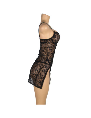 SUBBLIME - 954185 LACE BABYDOLL WITH ADJUSTABLE STRAPS BLACK S-M