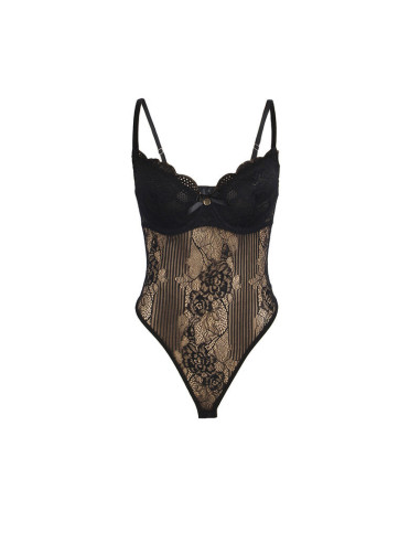 SUBBLIME - 955618 LACE BODYSUIT WITH BOTTOM CLOSURE BLACK S-M