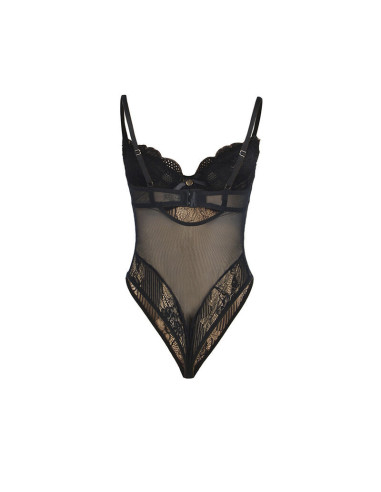 SUBBLIME - 955618 LACE BODYSUIT WITH BOTTOM CLOSURE BLACK S-M