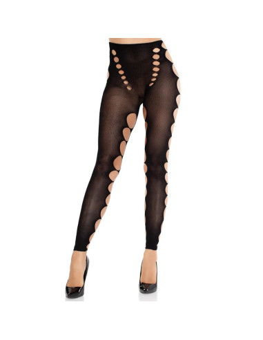 LEG AVENUE - SEAMLESS OPAQUE STOCKINGS WITH CUTOUT AT THE FEET BLACK