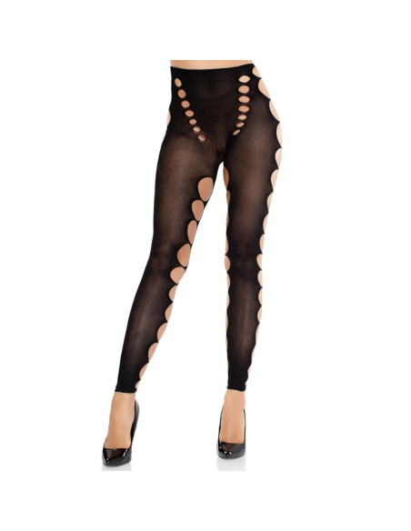 LEG AVENUE - SEAMLESS OPAQUE STOCKINGS WITH CUTOUT AT THE FEET BLACK