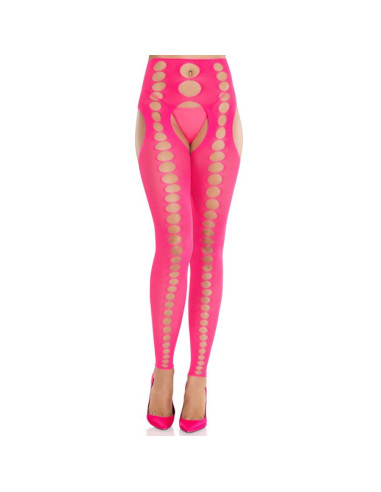 LEG AVENUE - STRAPLESS AND SEAMLESS OPAQUE STOCKINGS NEON PINK