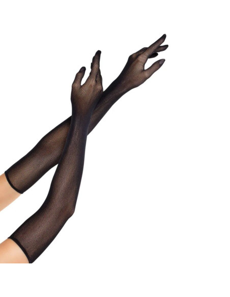 LEG AVENUE - OPERA LONG FISHNET GLOVES BLACK