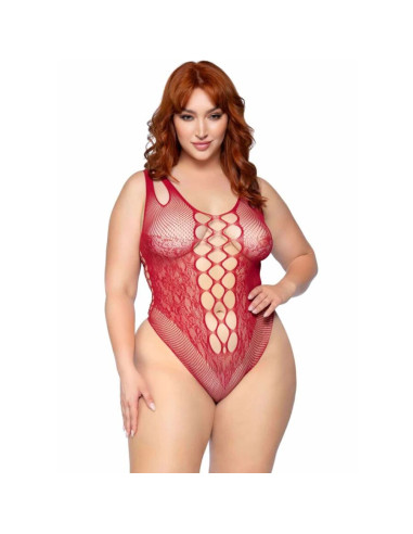 LEG AVENUE - 81641X SEAMLESS BODYSUIT BURGUNDY SIZE 1X-2X