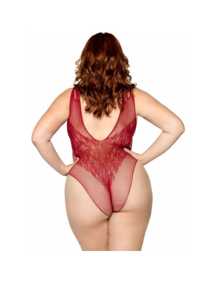 LEG AVENUE - 81641X SEAMLESS BODYSUIT BURGUNDY SIZE 1X-2X