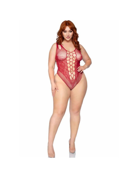 LEG AVENUE - 81641X SEAMLESS BODYSUIT BURGUNDY SIZE 1X-2X