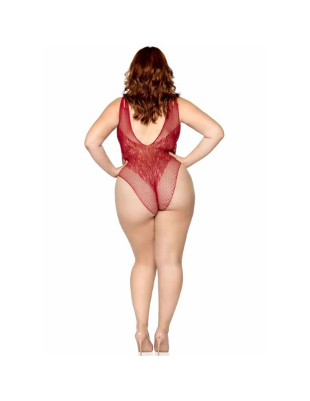 LEG AVENUE - 81641X SEAMLESS BODYSUIT BURGUNDY SIZE 1X-2X