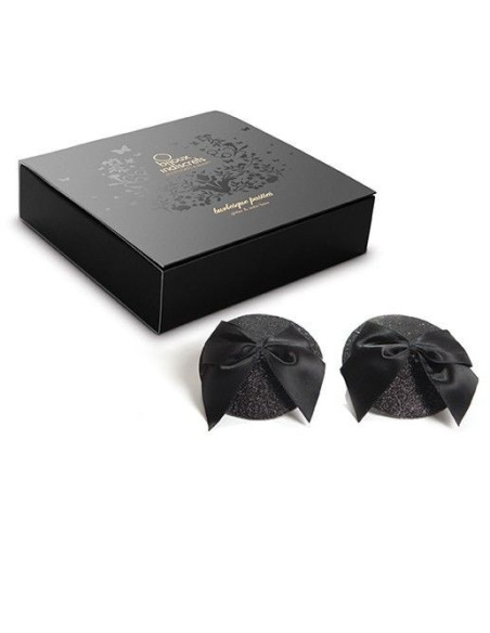 BIJOUX - BURLESQUE SHINY NIPPLE COVERS WITH BOW