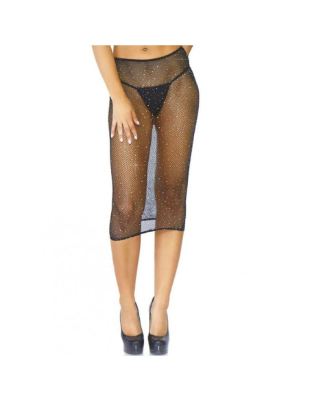 LEG AVENUE - CRYSTALIZED FISHNET MULTIDRESS BLACK O.S