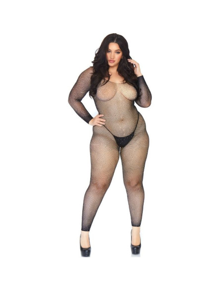LEG AVENUE - CRYSTALIZED NET BODY STOCKING 1X-2X