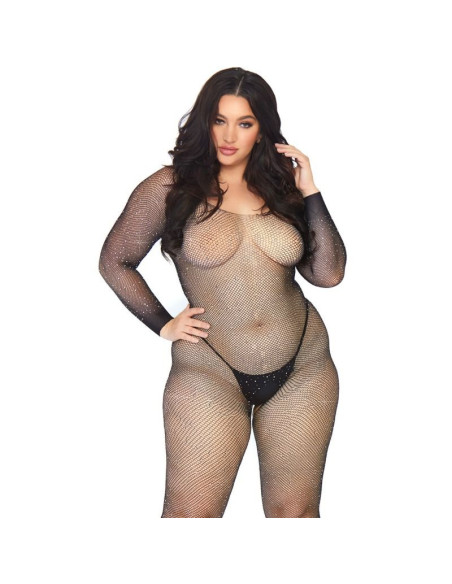 LEG AVENUE - CRYSTALIZED NET BODY STOCKING 1X-2X