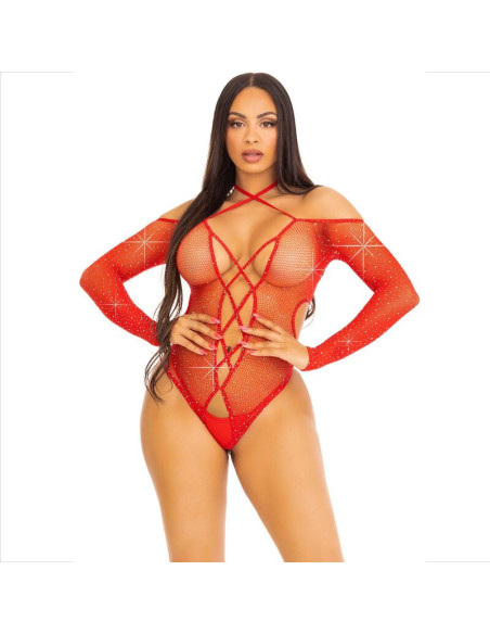 LEG AVENUE - BODY CROTHLESS WITH GLOSS RED