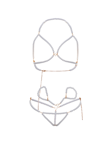 LEG AVENUE - BRA WRISTBANDS and PEARL THONG SET