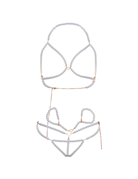 LEG AVENUE - BRA WRISTBANDS and PEARL THONG SET