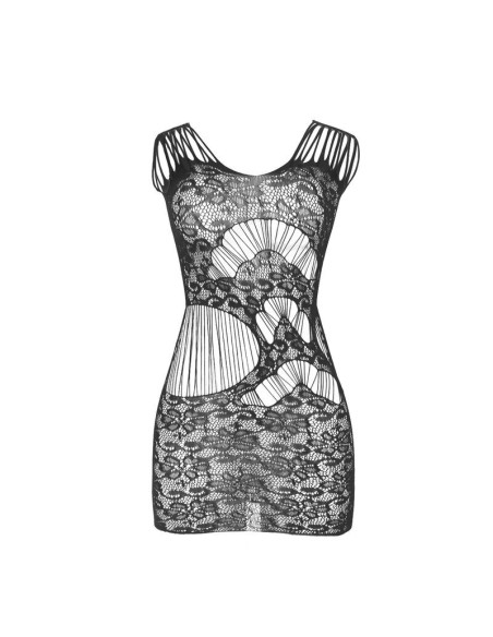 SUBBLIME - 951771 LONG DRESS WITH OPEN BACK WITH FISHNET BLACK ONE SIZE